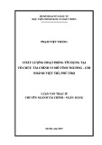 Luận văn Thạc sĩ chuyên ngành Tài chính ngân hàng: Chất lượng hoạt động tín dụng tại Tổ chức tài chính vi mô Tình Thương – Chi nhánh Việt Trì, Phú Thọ